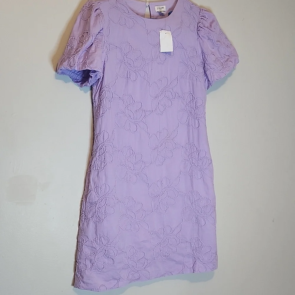 J. Crew Lavender Mini Dress with Puff Sleeves - Picture 2 of 14